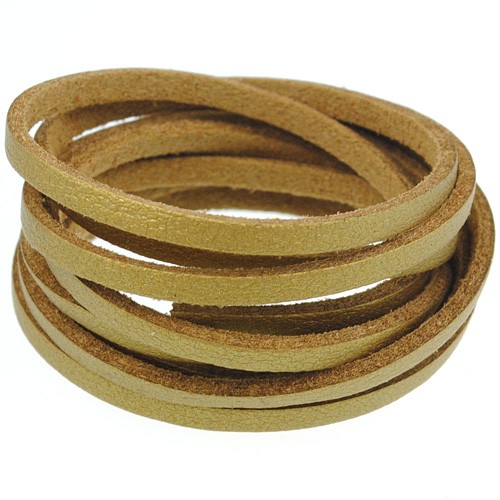 Rzemień zamszowy płaski 3mm / ekologiczny / złoty / 5m-8600