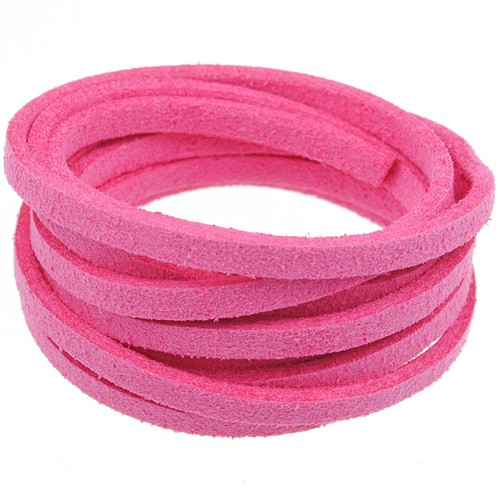 Rzemień zamszowy płaski 3mm / ekologiczny / różowy / 5m-8608