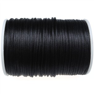 Sznurek satynowy z połyskiem 2.5mm / czarny / 10m-9364