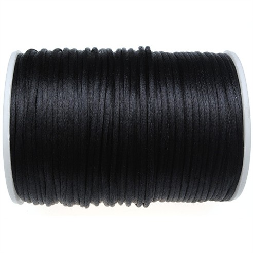 Sznurek satynowy z połyskiem 2.5mm / czarny / 10m-9364