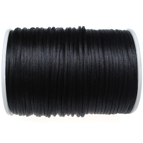Sznurek satynowy z połyskiem 2.5mm / czarny / 10m-9364
