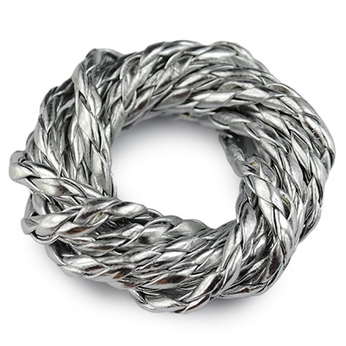 Rzemień jubilerski pleciony 4mm / ekologiczny / srebrny / 5m-6067