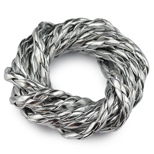 Rzemień jubilerski pleciony 4mm / ekologiczny / srebrny / 5m-6067