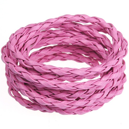 Rzemień jubilerski pleciony 3mm / ekologiczny / różowy / 3mm / 5m-10121