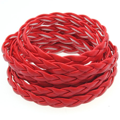 Rzemień pleciony 5mm / syntetyczny / czerwony / 5m-8578