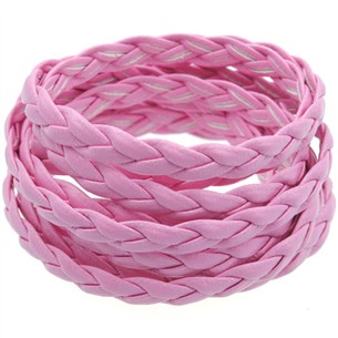 Rzemień pleciony 5mm / syntetyczny / j.różowy / 5m-8579