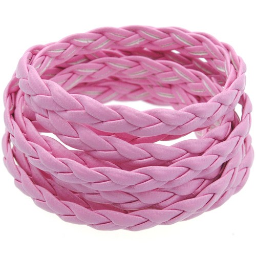 Rzemień pleciony 5mm / syntetyczny / j.różowy / 5m-8579