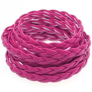 Rzemień pleciony 5mm / syntetyczny / różowy / 5m-13368
