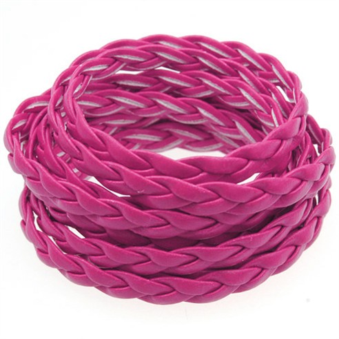 Rzemień pleciony 5mm / syntetyczny / różowy / 5m-13368