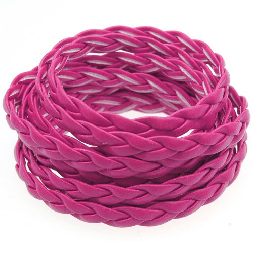 Rzemień pleciony 5mm / syntetyczny / różowy / 5m-13368