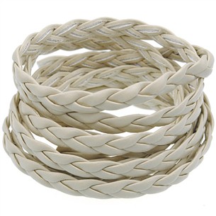 Rzemień pleciony 5mm / syntetyczny / beżowy / 5m-8583