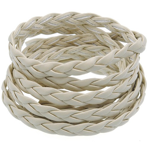 Rzemień pleciony 5mm / syntetyczny / beżowy / 5m-8583