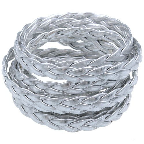 Rzemień pleciony 5mm / syntetyczny / srebrny / 5m-8584