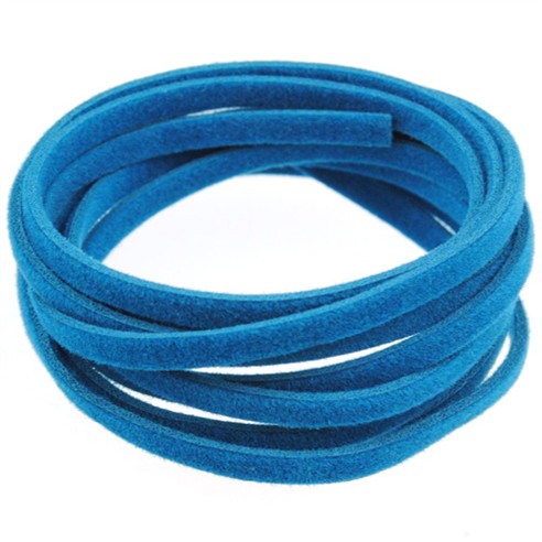 Rzemień zamszowy płaski 2.5-3mm / ekologiczny / niebieski / 10m-8598