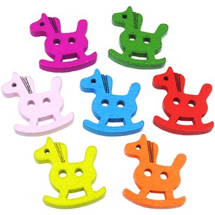 MIX guziki koniki guziczki konik na biegunach drewniane 24mm / 10szt-9817