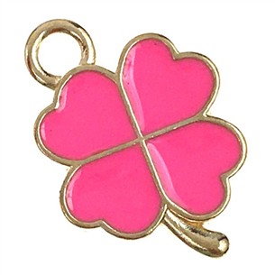 Zawieszka koniczynka / stop metalu / różowy / 18x12x2mm / 5szt-12415