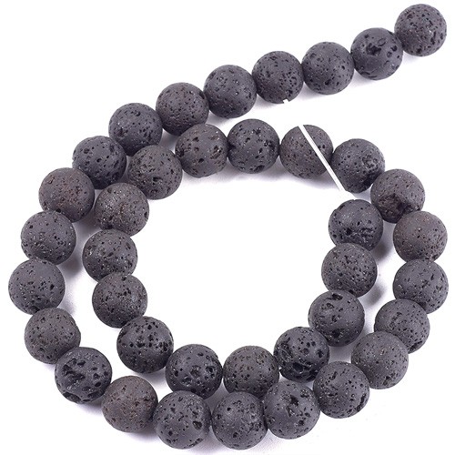 Koraliki lawa naturalna wulkaniczna / czarne / 10mm / 38szt / 1 sznur-13422 Koraliki lawa naturalna wulkaniczna / czarne / 10mm / 38szt / 1 sznur-13422