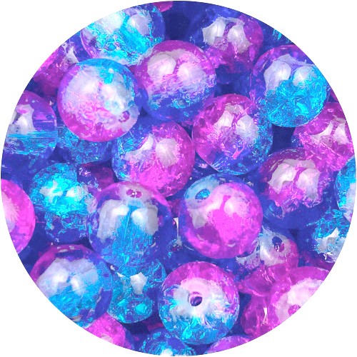 Koraliki kulki crackle dwubarwne / szklane / multikolor / 8mm / 50szt-13425