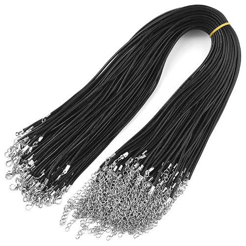 Baza naszyjnika czarna / sznurek woskowany / 45cm / 10szt-13201