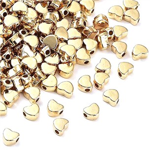 Przekładka serce / akrylowa / złota / 6x7x3.5mm / 4.3g / 50szt-13426