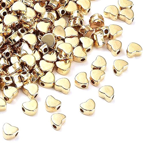 Przekładka serce / akrylowa / złota / 6x7x3.5mm / 4.3g / 50szt-13426