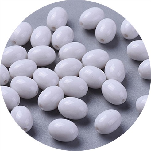 Koraliki owalne oliwki akrylowe białe 12x9mm 20szt-13495