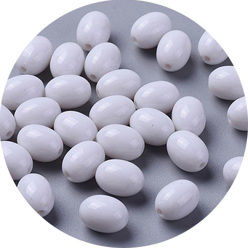 Koraliki owalne oliwki akrylowe białe 12x9mm 20szt-13495