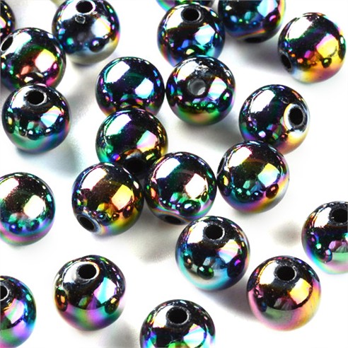 Koraliki kulki kule opalizujące akrylowe czarne 10x9mm 20szt-13465