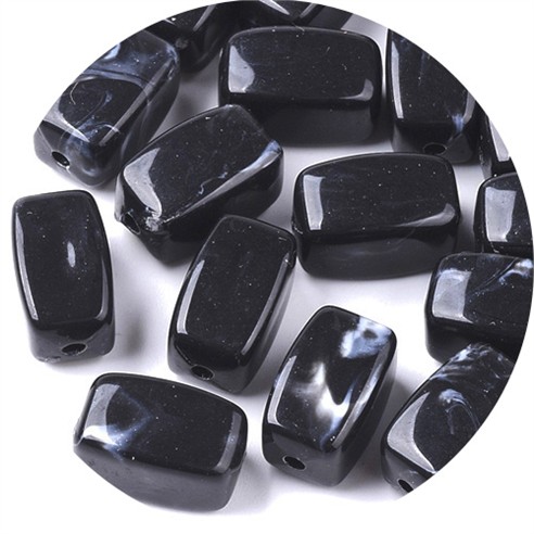 Koraliki prostopadłościan imitacja kamień szlachetny akrylowe czarne 13x7,5x7,5mm 20szt-13496