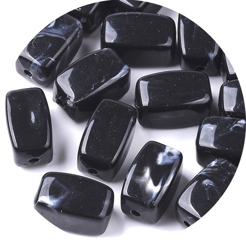 Koraliki prostopadłościan imitacja kamień szlachetny akrylowe czarne 13x7,5x7,5mm 20szt-13496