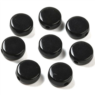 Koraliki okrągłe monety płaskie akrylowe czarne 10x5mm 30szt-13436