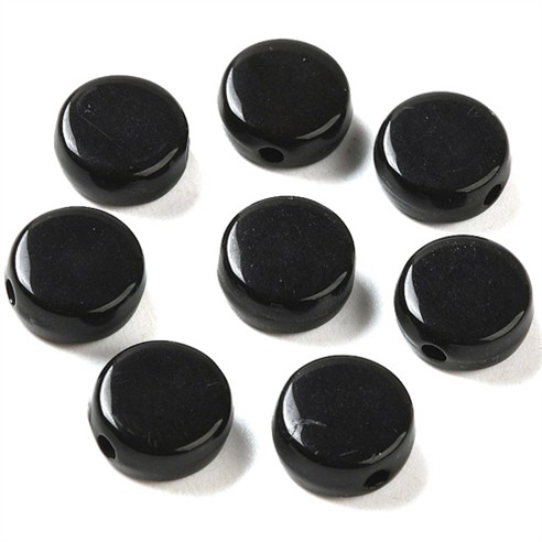Koraliki okrągłe monety płaskie akrylowe czarne 10x5mm 30szt-13436