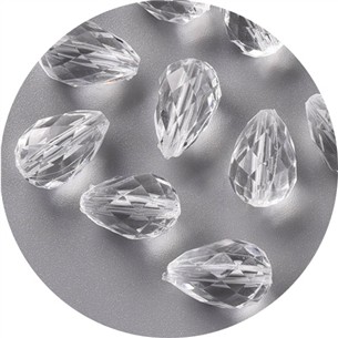 Koraliki łezki sopelki krople akrylowe przezroczyste 17x11mm 10szt-13497