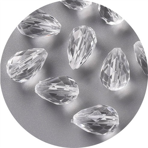 Koraliki łezki sopelki krople akrylowe przezroczyste 17x11mm 10szt-13497