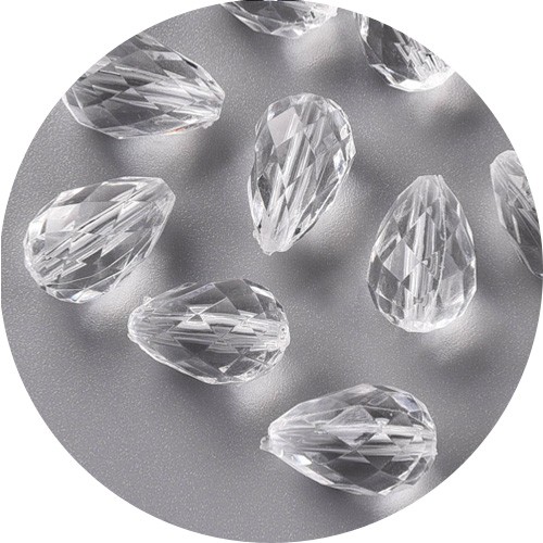 Koraliki łezki sopelki krople akrylowe przezroczyste 17x11mm 10szt-13497