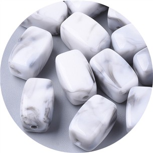 Koraliki prostopadłościan imitacja kamień szlachetny akrylowe szare 13x7,5x7,5mm 20szt-13498