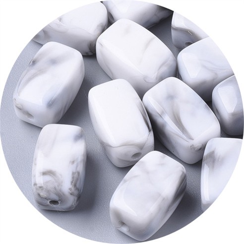 Koraliki prostopadłościan imitacja kamień szlachetny akrylowe szare 13x7,5x7,5mm 20szt-13498