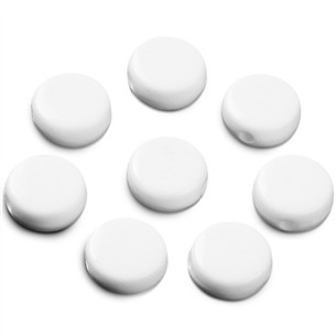 Koraliki okrągłe monety płaskie akrylowe białe 10x5mm 30szt-13439