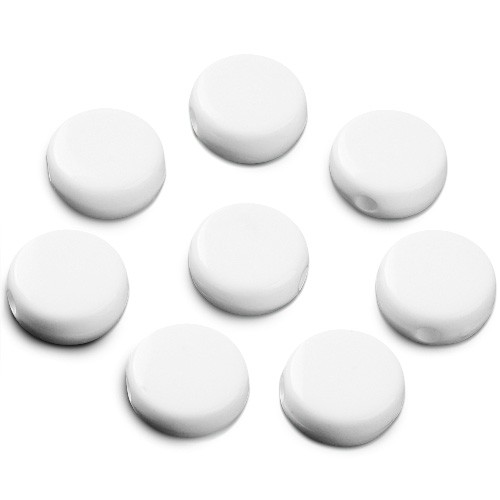 Koraliki okrągłe monety płaskie akrylowe białe 10x5mm 30szt-13439
