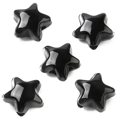 Koraliki gwiazdki gwiazdy gwiazdeczki akrylowe czarne 11x11,5x7mm 20szt-13440