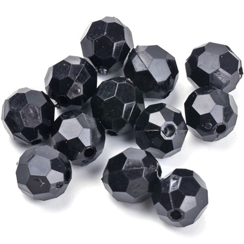 Koraliki fasetowane kulki kule akrylowe czarne 10x9,5mm 20szt-13441