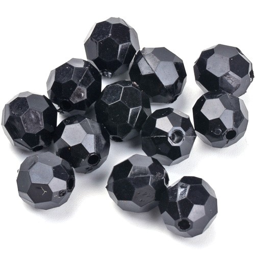 Koraliki fasetowane kulki kule akrylowe czarne 10x9,5mm 20szt-13441