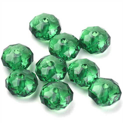 Koraliki oponki fasetowane rondelle akrylowe zielone 8x5mm 100szt-13443