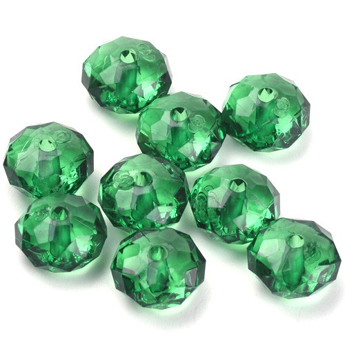 Koraliki oponki fasetowane rondelle akrylowe zielone 8x5mm 100szt-13443