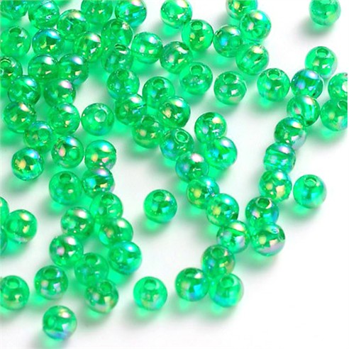 Koraliki kulki kule opalizujące akrylowe zielone 6mm 100szt-13445