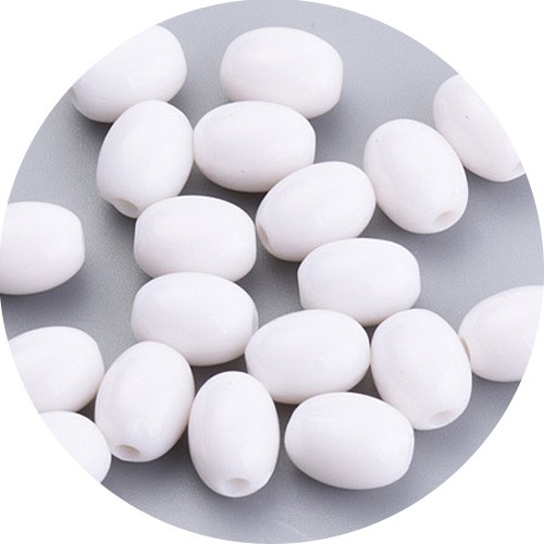 Koraliki owalne oliwki akrylowe białe 9x7mm 50szt-13500