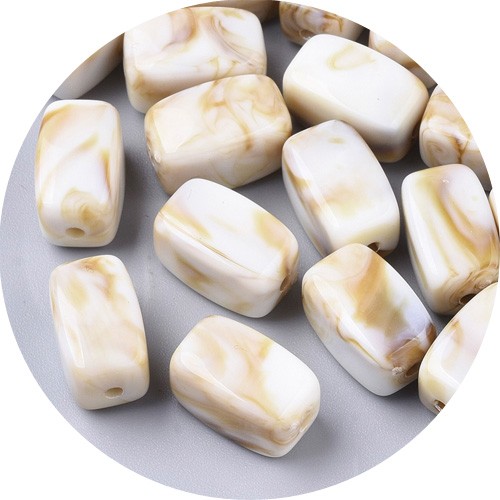 Koraliki prostopadłościan imitacja kamień szlachetny akrylowe brązowe 13x7,5x7,5mm 20szt-13499