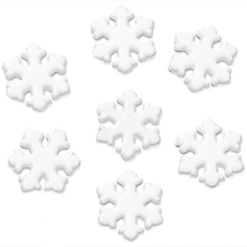 Koraliki śnieżki śnieżynki świąteczne akrylowe białe 12x11x2mm 50szt-13448