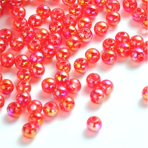 Koraliki kulki kule opalizujące akrylowe czerwone 6mm 100szt-13449