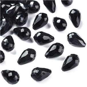 Koraliki łezki sopelki krople akrylowe czarne 12x8mm 30szt-13450